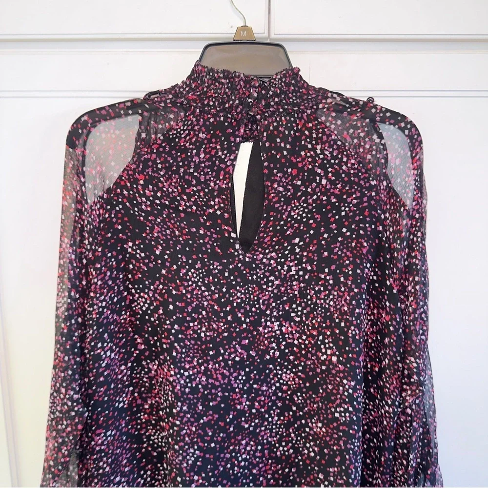 Parker Sabrina Confetti-Print Silk Blouse Sz Small CottageCore Peasant ASO TV